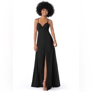 Azazie Black Maxi Dress with Button Detail